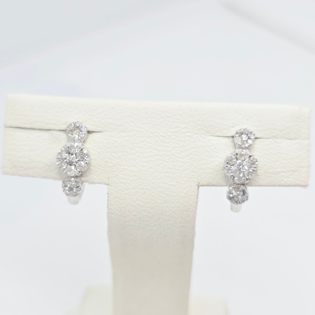 Nincs minimálár - Drop fülbevaló - 14 kt. Fehér arany - 0.25ct. tw. Gyémánt (Természetes) #4.3