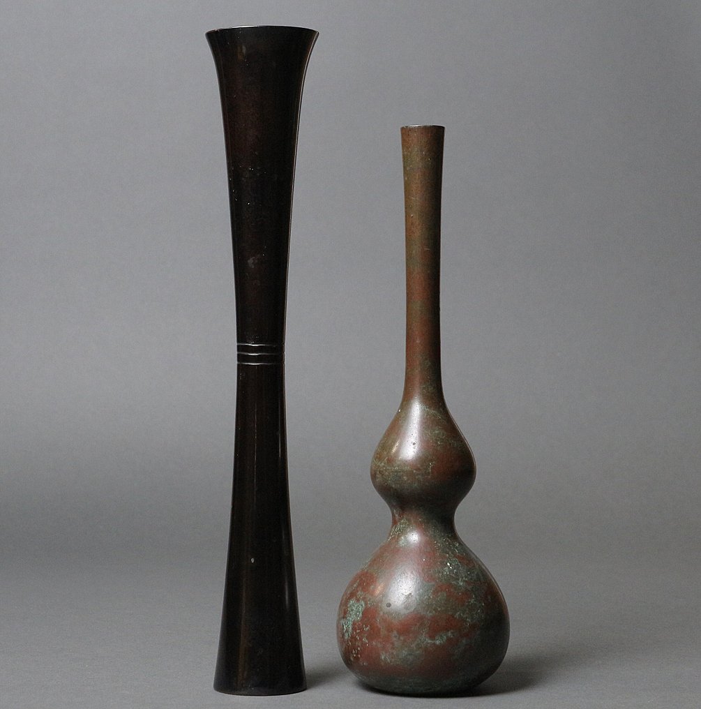 花瓶 - 一ノ瀬宗辰的葫芦形花瓶——搭配堀正治的细腰形花瓶 - 日本 (沒有保留價) #1.0