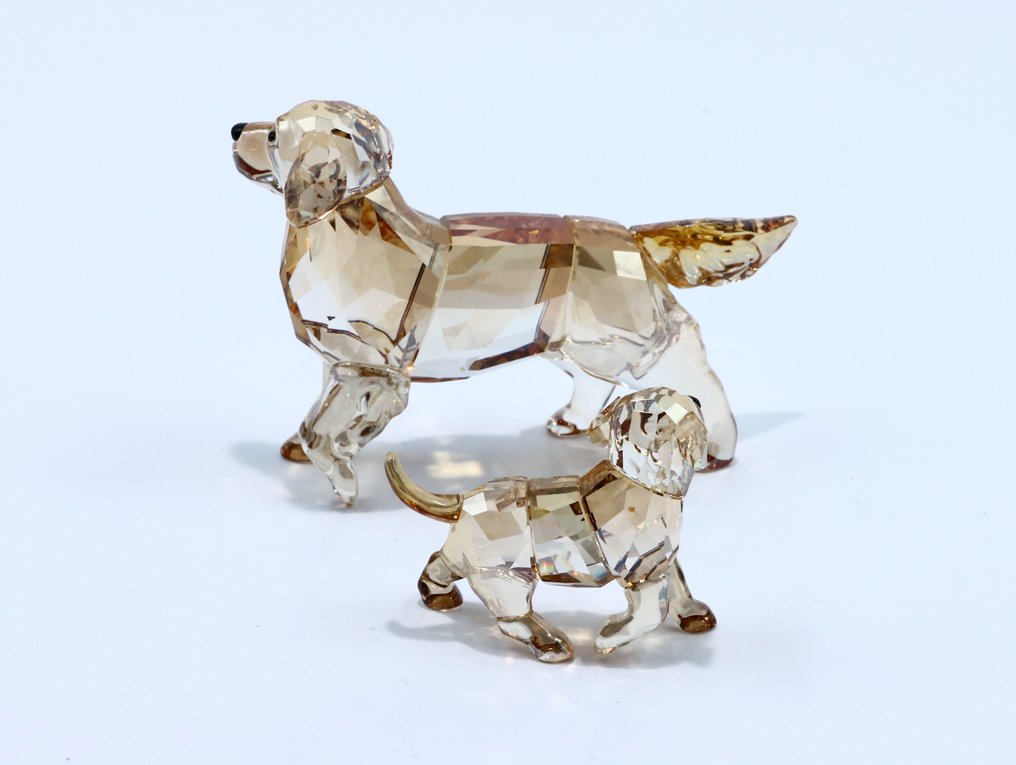 玩具人偶 - Swarovski Crystal - Golden retriever moeder & pup (Unboxed) - 水晶 #3.2