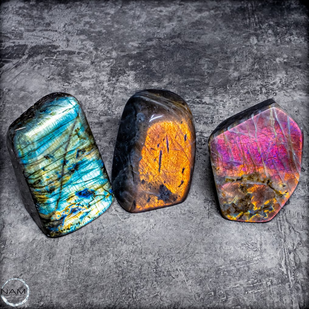 Σετ φυσικού λαβραδορίτη Μαγικό παιχνίδι χρωμάτων σε τρεις μοναδικές ελεύθερες μορφές- 1320.42 g - (3) #3.2