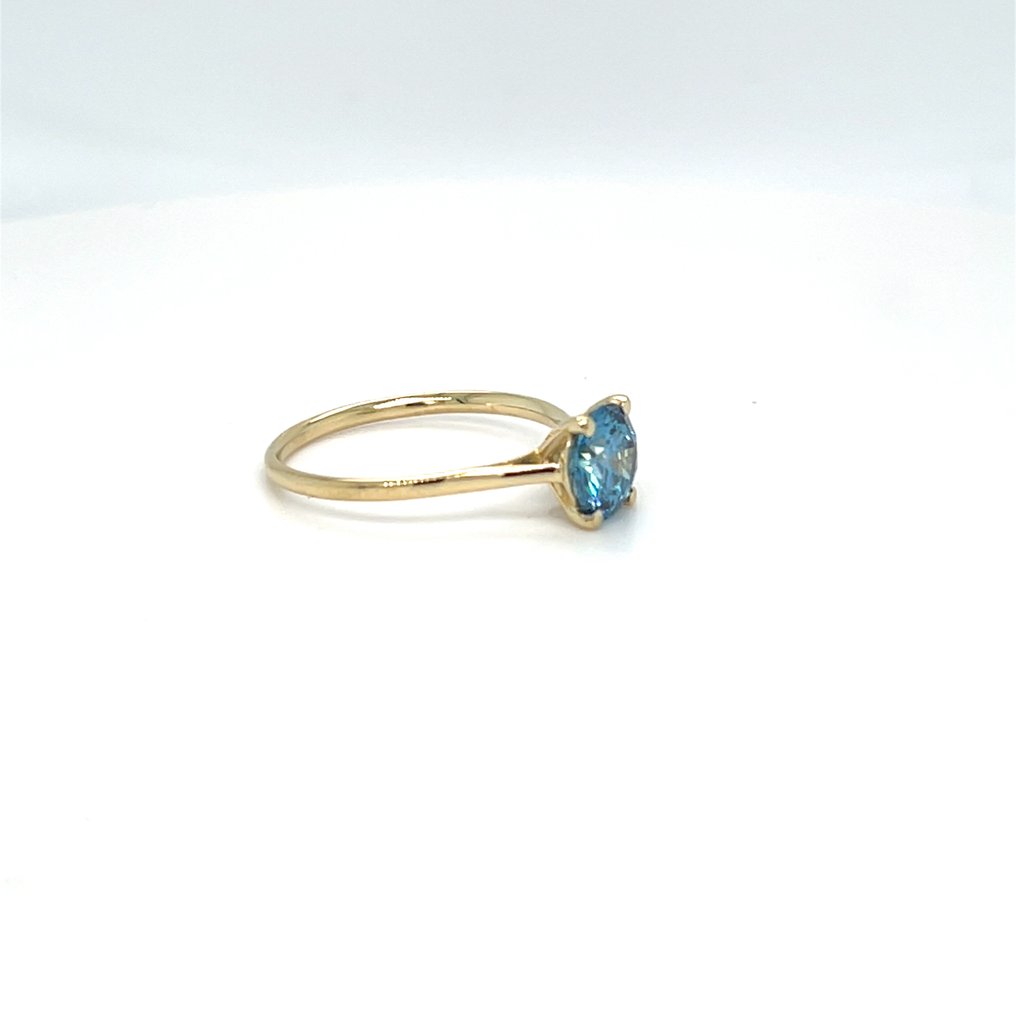 Nincs minimálár - Gyűrű - 14 kt. Sárga arany - 1.03ct. tw. Kék Gyémánt (Laboratóriumban előállított fancy színű gyémánt) #3.2