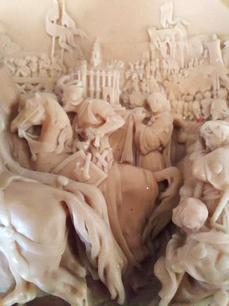 贾斯汀·马蒂厄(1796-1864)——浮雕——圣路易斯承载荆棘冠的圣礼拜堂 - 匾 - 海泡石, 木 #3.2