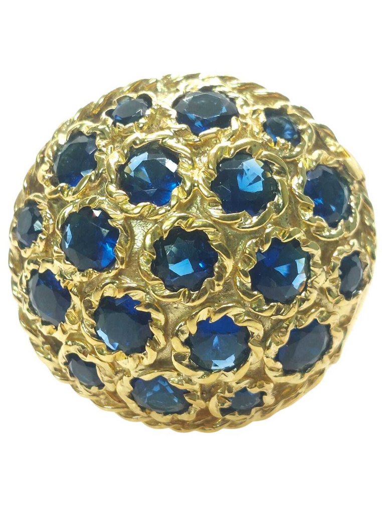 没有保留价 - 戒指 - 9 kt. 银, 黄金 蓝宝石 - 蓝宝石 #1.0