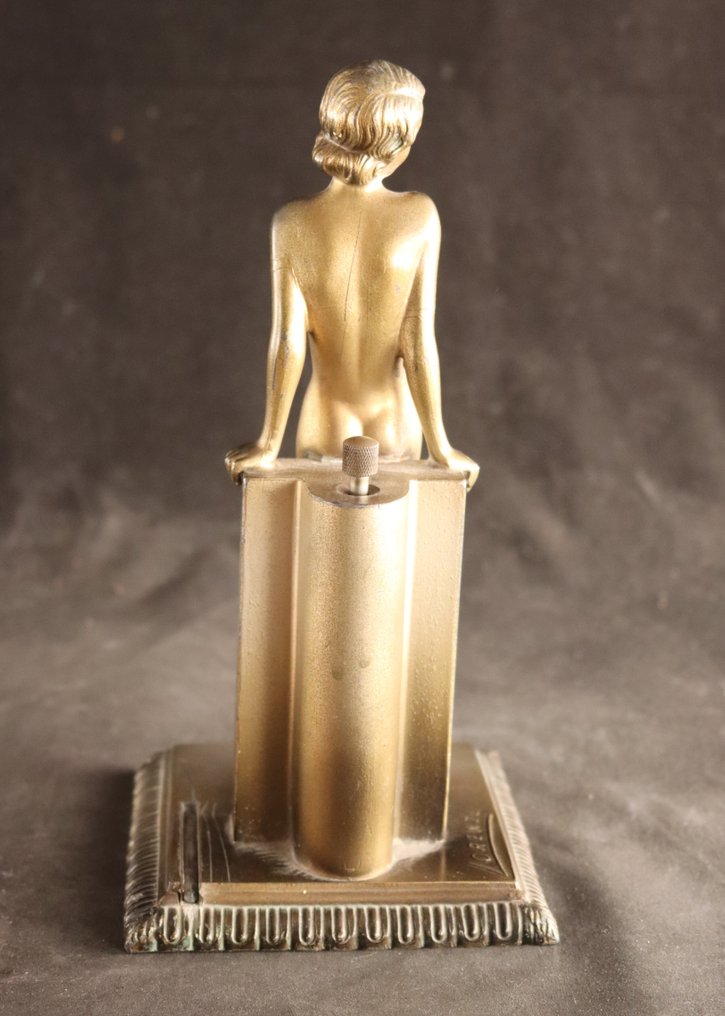 Art Deco aansteker - Josef Lorenzl (1892 - 1950) - Sculpture, Naakt - 20 cm - Metal #3.2