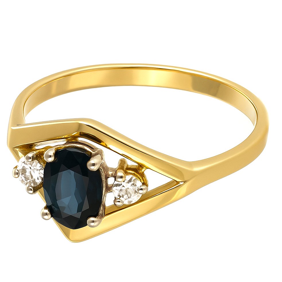 Δαχτυλίδι - 18 καράτια Κίτρινο χρυσό -  0.67ct. tw. Ζαφείρι - Διαμάντι #1.0