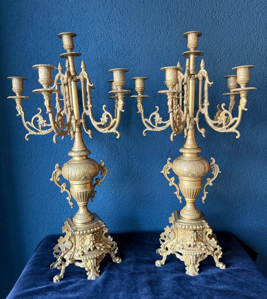 Suport de lumânări 6 bobeches (2) - Bronz - Candelabre H. 60 cm 12 lumini #3.2
