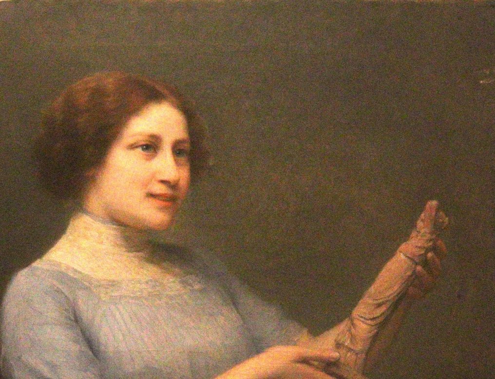 Joséphine Houssay (1840-1914) - Portret uit Parijs van dame in een blauwe jurk #3.2