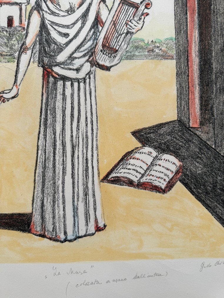 Giorgio De Chirico (1888-1978) - “La musa della storia” - colorata a mano #4.3