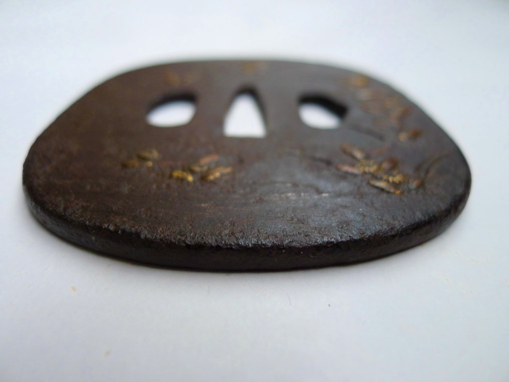 美丽的金镶嵌花叶图案大护手 - 日本 - Mid Edo period #3.2