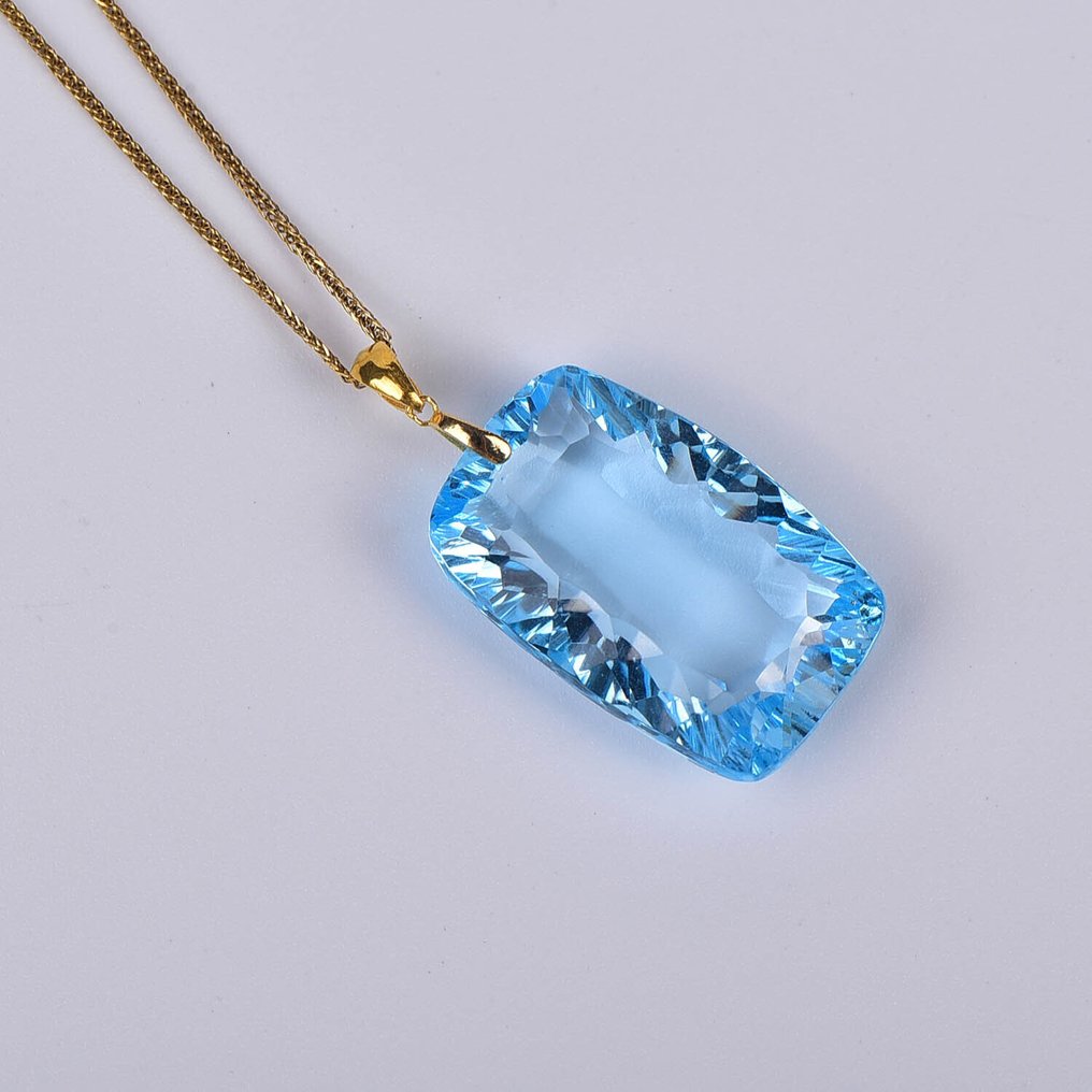 Sem preço de reserva - Colar com pingente - 18 K Ouro amarelo Topázio - Certificada pela ALGT #3.2