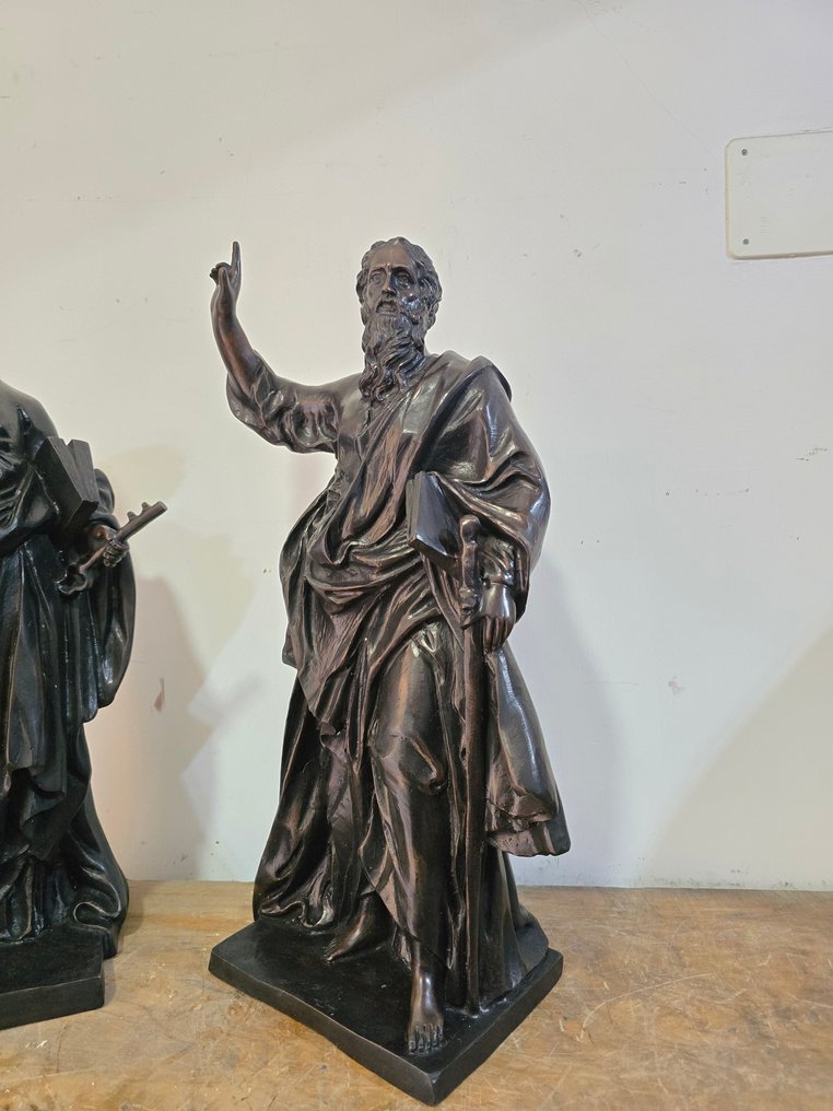 Skulptur, San Pietro e Paolo - 60 cm - Patineret bronse #4.3