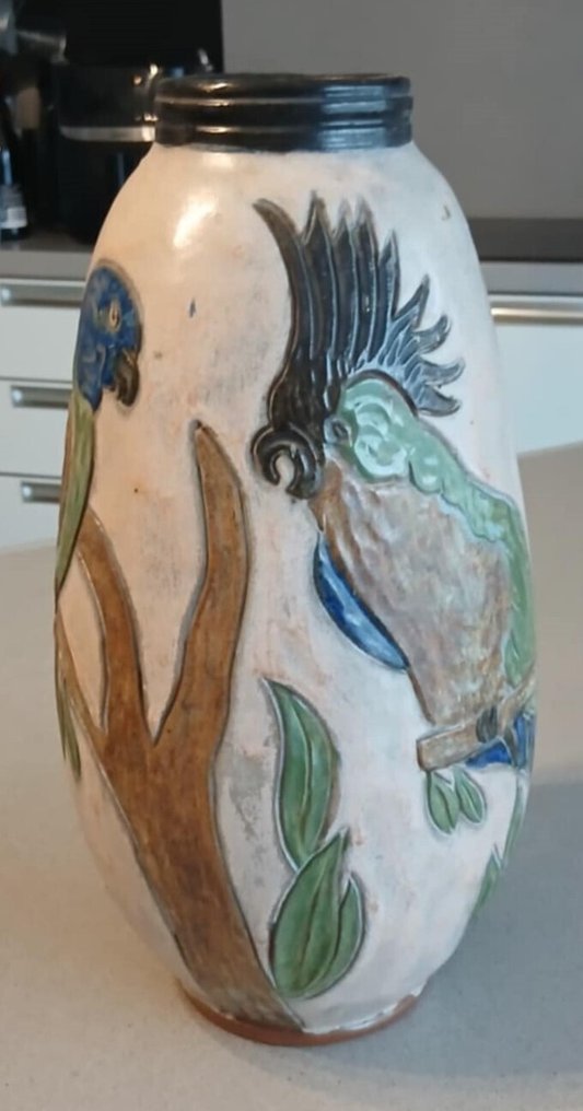 Biron - Βάζο -  Διακόσμηση παπαγάλος (Ύψος 35  - Πήλινα #1.0
