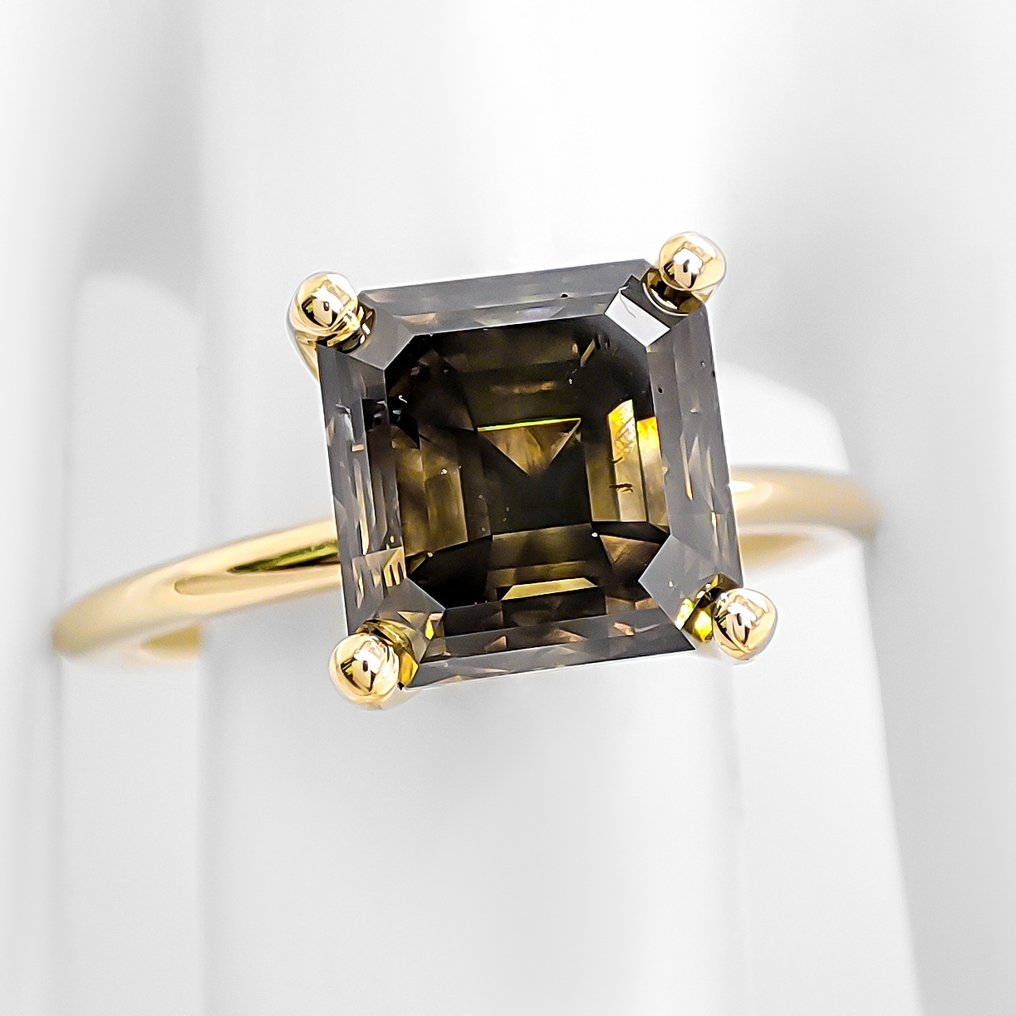 沒有保留價 - 戒指 - 14 克拉 黃金 - 4.24ct. tw. 鉆石 (天然彩色) #1.0