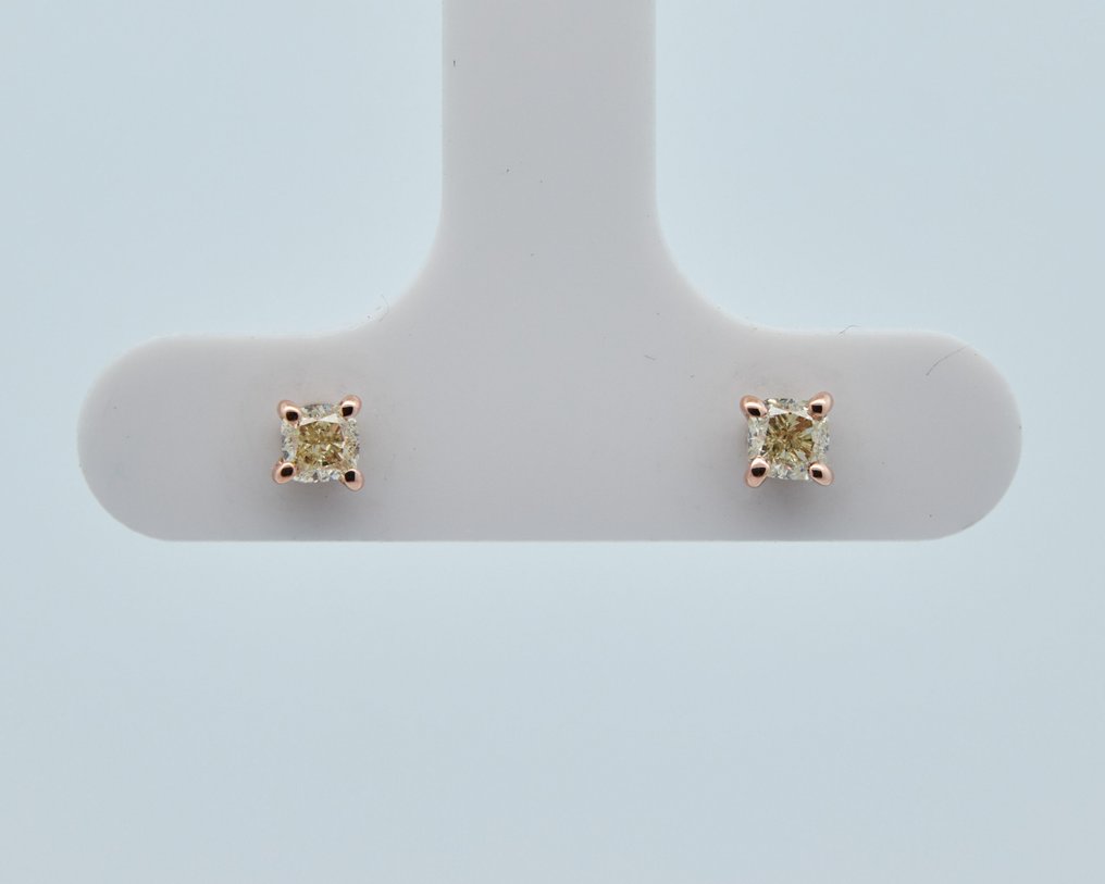 没有保留价 - 耳环 - 14K包金 玫瑰金 - 0.35ct. tw. 钻石 (天然色彩的) #1.0