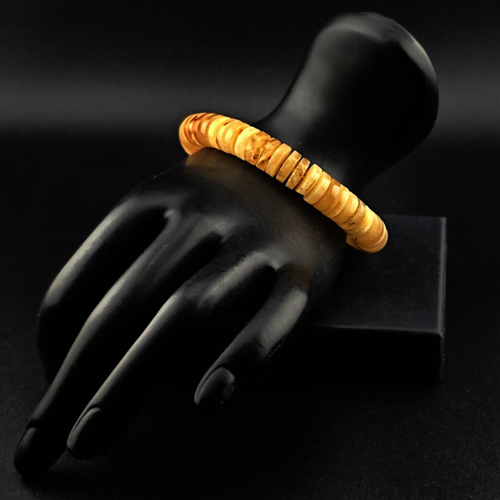 Baltic Amber Fossil Bracelet – Creamy Disc Beads – Handcrafted Timeless Piece - Amber (No reserve price) #3.2