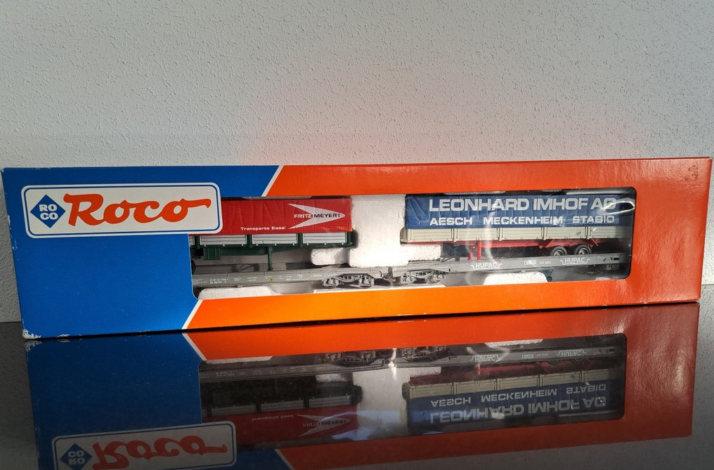 Roco H0 - 46590 - Machetă tren transport marfă (1) - Dublă trailerdraagwagon - SBB #4.3