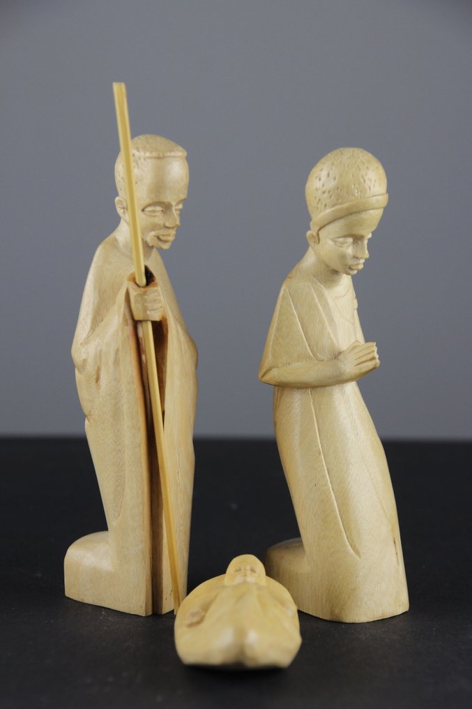 Carving, Kerstgroep - 12 cm - Wood #4.3