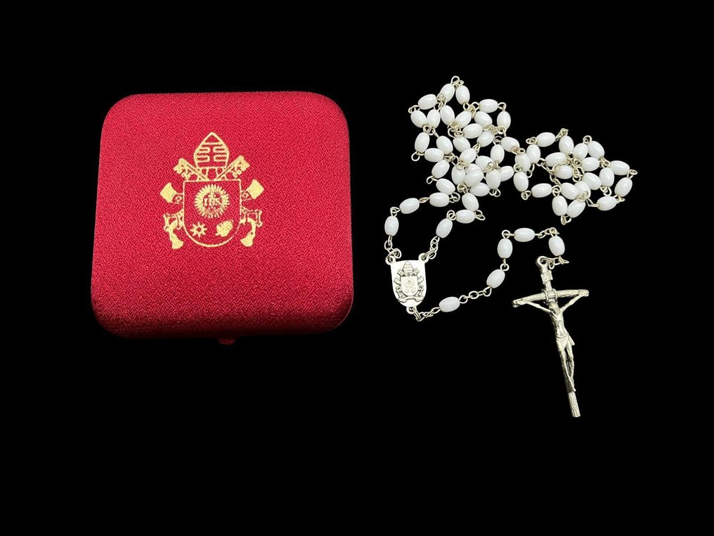 Papa Francesco - Rozenkrans van het privé-onderwerp - Gezegend en geschonken door de Heilige Vader - Glas- en zilverkleurige metaal- en glaspasta. - 2010-2020 #1.0