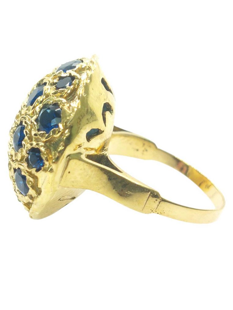 没有保留价 - 戒指 - 9 kt. 银, 黄金 蓝宝石 - 蓝宝石 #2.1