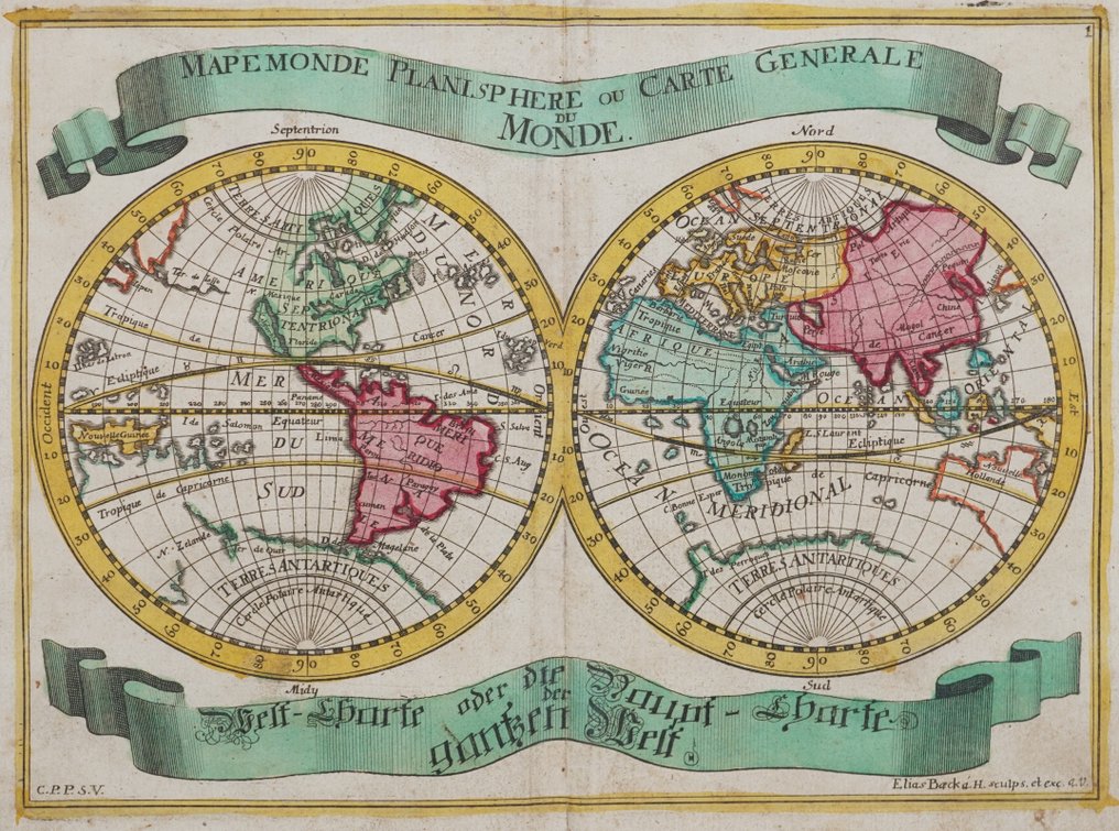 World - -; Elias Baeck - Mapemonde planisphere ou carte generale du monde - 1721-1750 #1.0