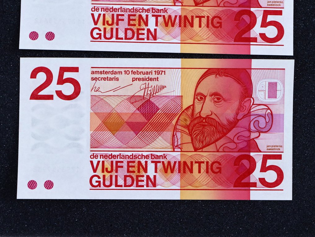 Hollandia. 3x 25 Gulden 1971 Sweelinck (UNC - min) / #84-2 #3.2