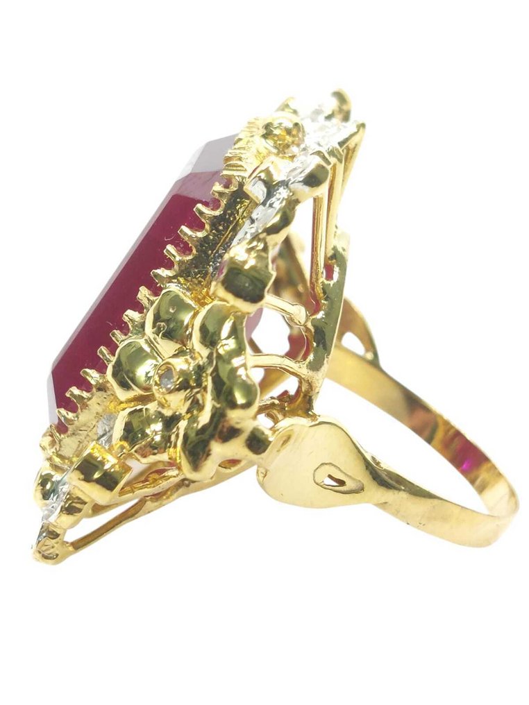 Senza prezzo di riserva - Anello - 9 kt Argento, Oro giallo Rubino - Pietre preziose miste #2.1