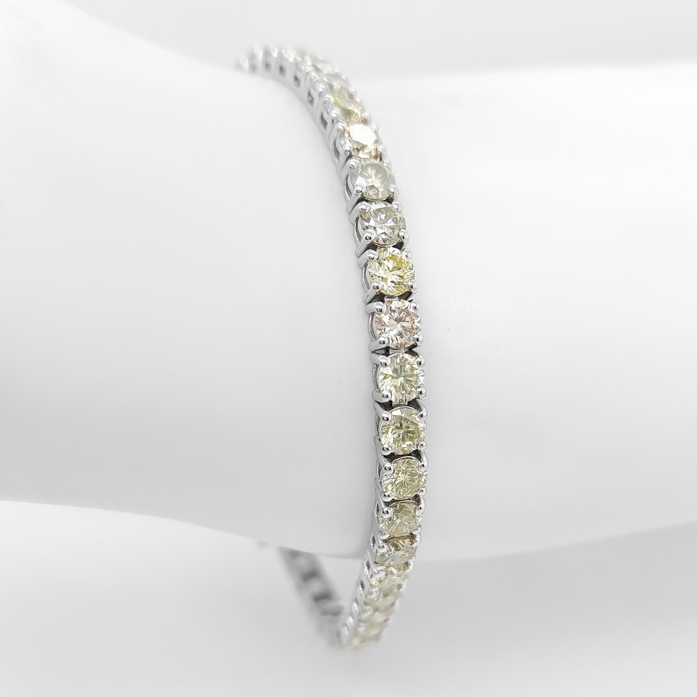 χωρίς τιμή ασφαλείας - Βραχιόλι - 14 καράτια Λευκός χρυσός - 10.98ct. tw. Διαμάντι (Φυσικού χρώματος) #4.3