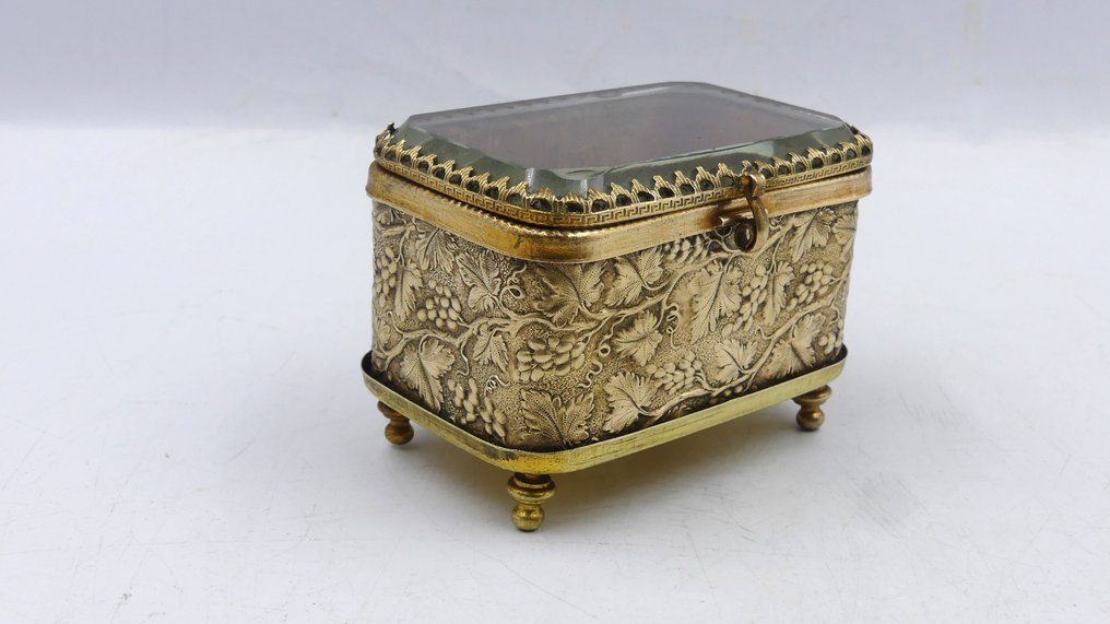 Κουτί κοσμημάτων - με γυαλί με κοπής, Ορείχαλκος, Γυαλί #1.0