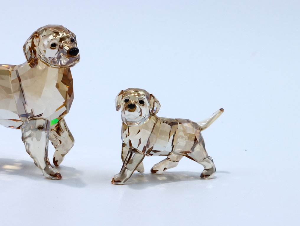 玩具人偶 - Swarovski Crystal - Golden retriever moeder & pup (Unboxed) - 水晶 #1.0