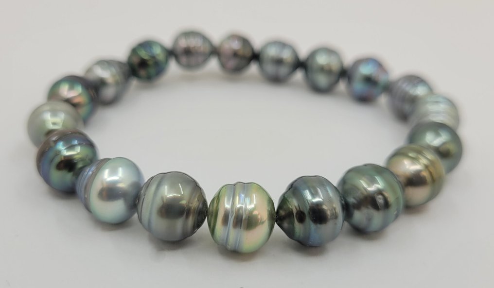 Sans prix de réserve - Bracelet Perles de Tahiti multiples de 8x9,5 mm #1.0