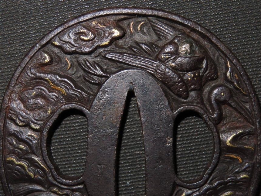 武士刀 - 锻铁 - Bird & Wave Tsuba : C5-319 - 日本 - 江戶時代(1600-1868) #2.1