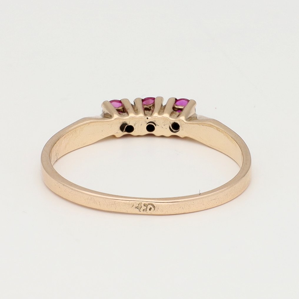 No reserve price - Ring - 14 kt. Yellow gold -  0.15ct. tw. Ruby #3.2