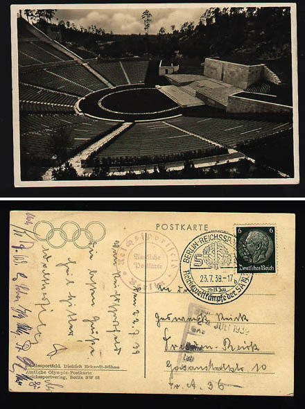德意志帝国 1936 - 1936年奥林匹克运动会 - 5张带有特殊邮戳和插图的特别卡片 #4.3