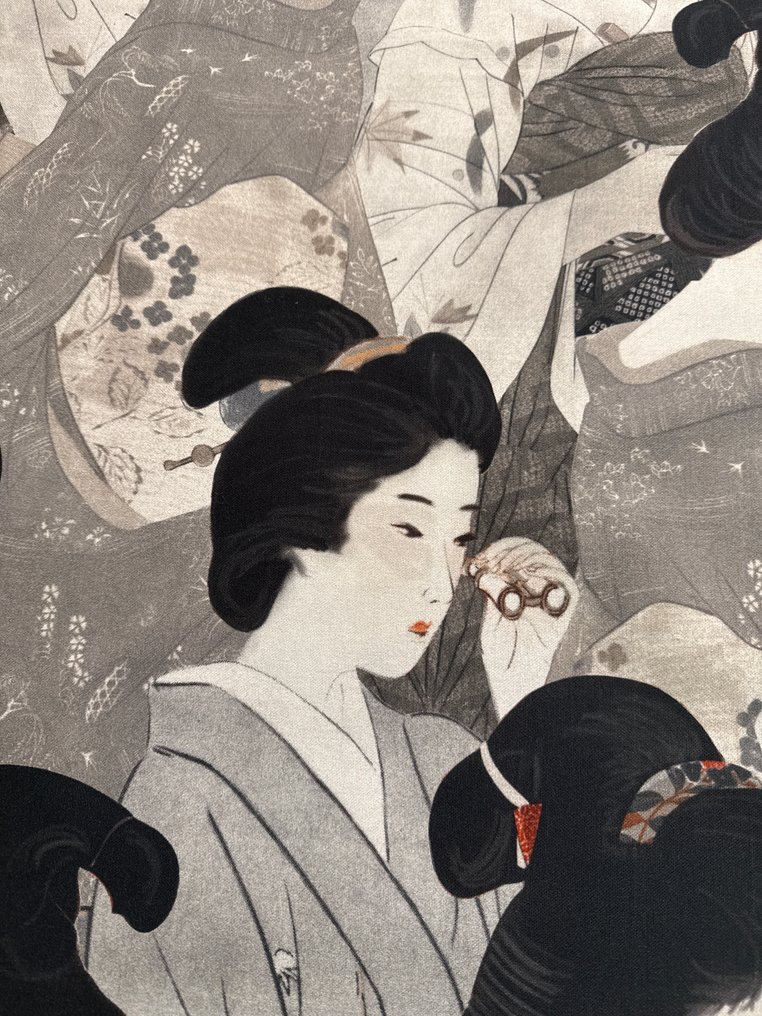 San Leucio - Large panel of sturdy canvas, Japanese-style Toile de Jouy. - Textile - 280 cm - 150 cm #4.3