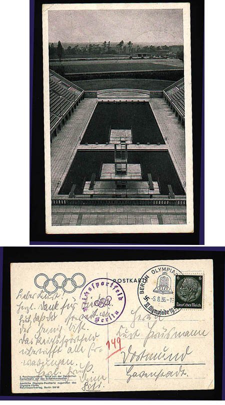 德意志帝国 1936 - 1936年奥林匹克运动会 - 5张带有特殊邮戳和插图的特别卡片 #2.1