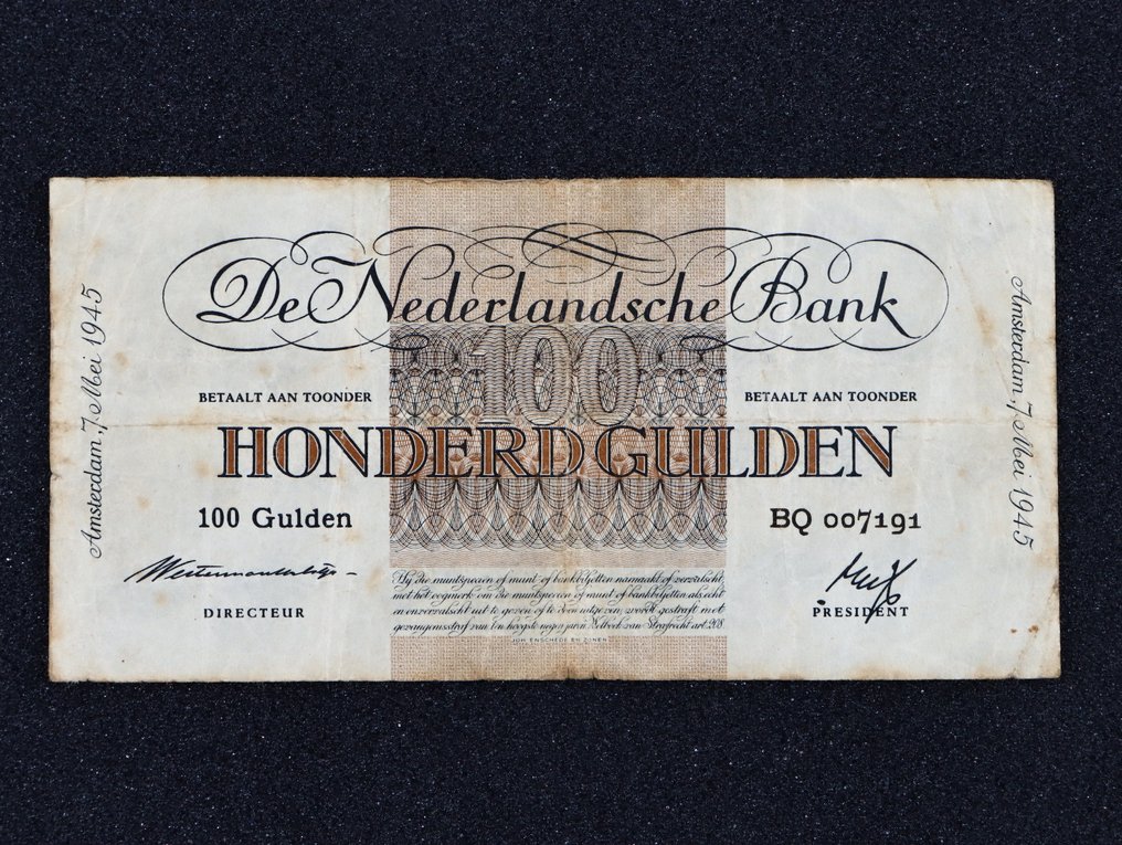Nederland. 100 Gulden 1945 Geldzuivering - Pick 79 #1.0