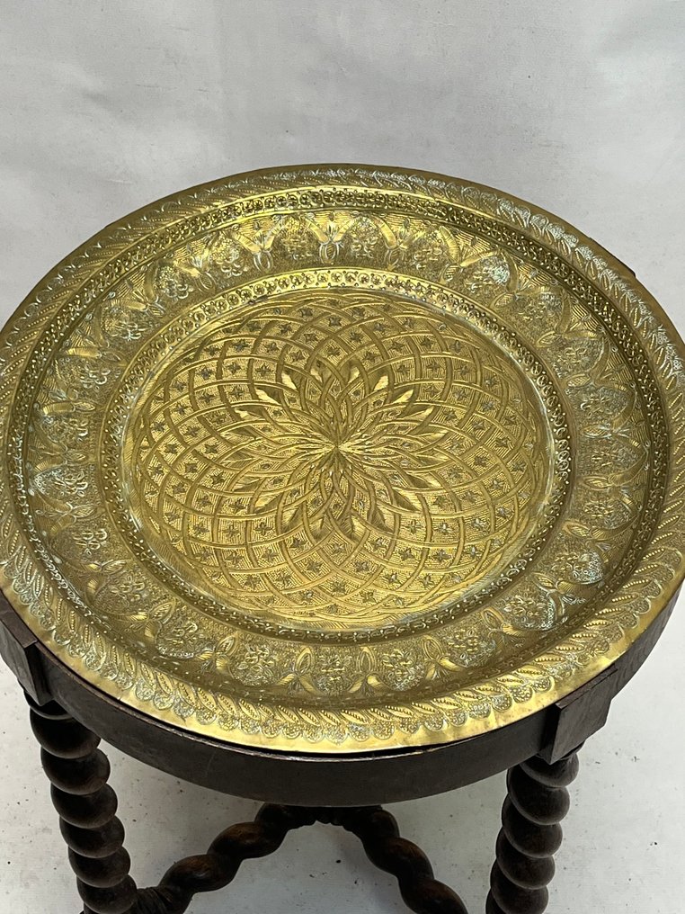 Sivupöytä - Puu, Messinki - itämainen teepöytä #1.0