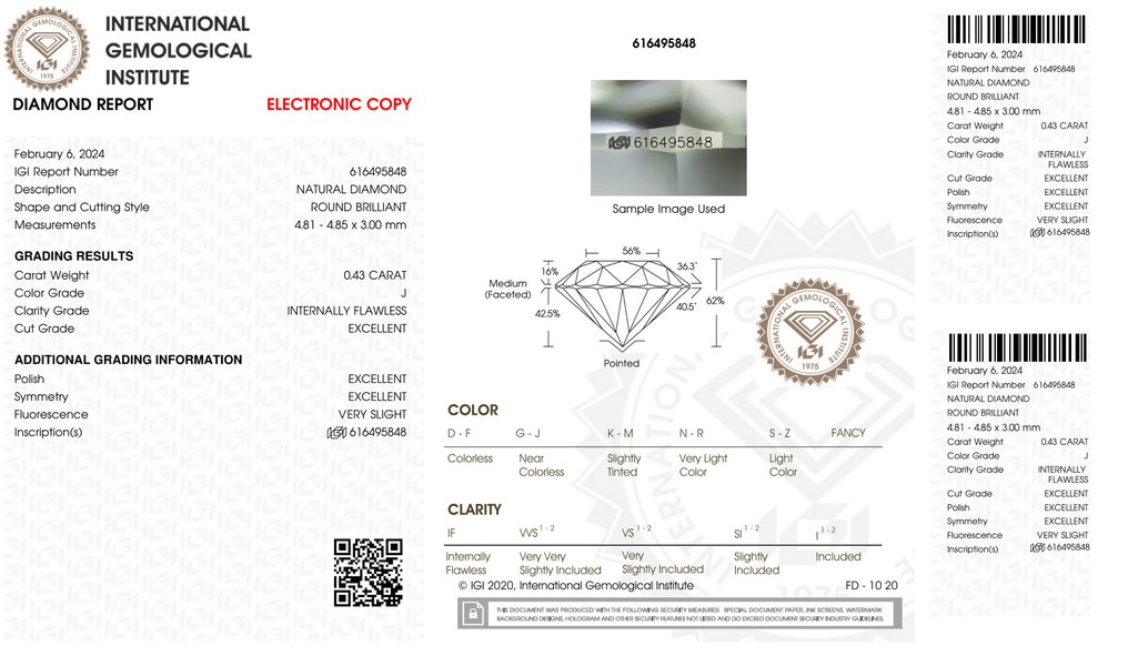 没有保留价 - 2 pcs 钻石 (天然) - 0.84 ct - 圆形 - J - IF - 国际宝石研究院(IGI) - 匹配对 3EX #1.0