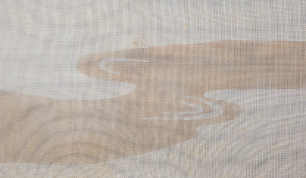 Furosaki'byôbu 風炉先屏風 (αναδιπλούμενη οθόνη τελετής τσαγιού) - Lacquered wood, Silk, Mesh - Ιαπωνία - Υστερία περιόδου Σόχα (δεκαετίες 1970–1980) #2.1