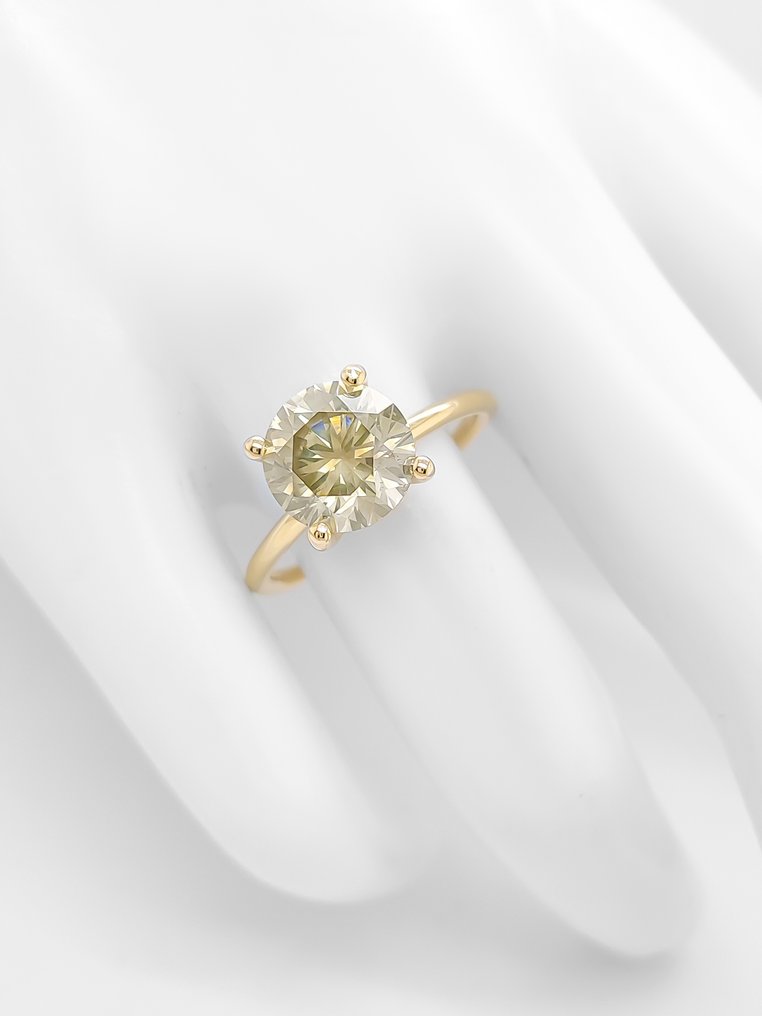 χωρίς τιμή ασφαλείας - Δαχτυλίδι - 14 καράτια Κίτρινο χρυσό - 2.75ct. tw. Διαμάντι (Φυσικού χρώματος) - Πιστοποιητικό IGI #3.2