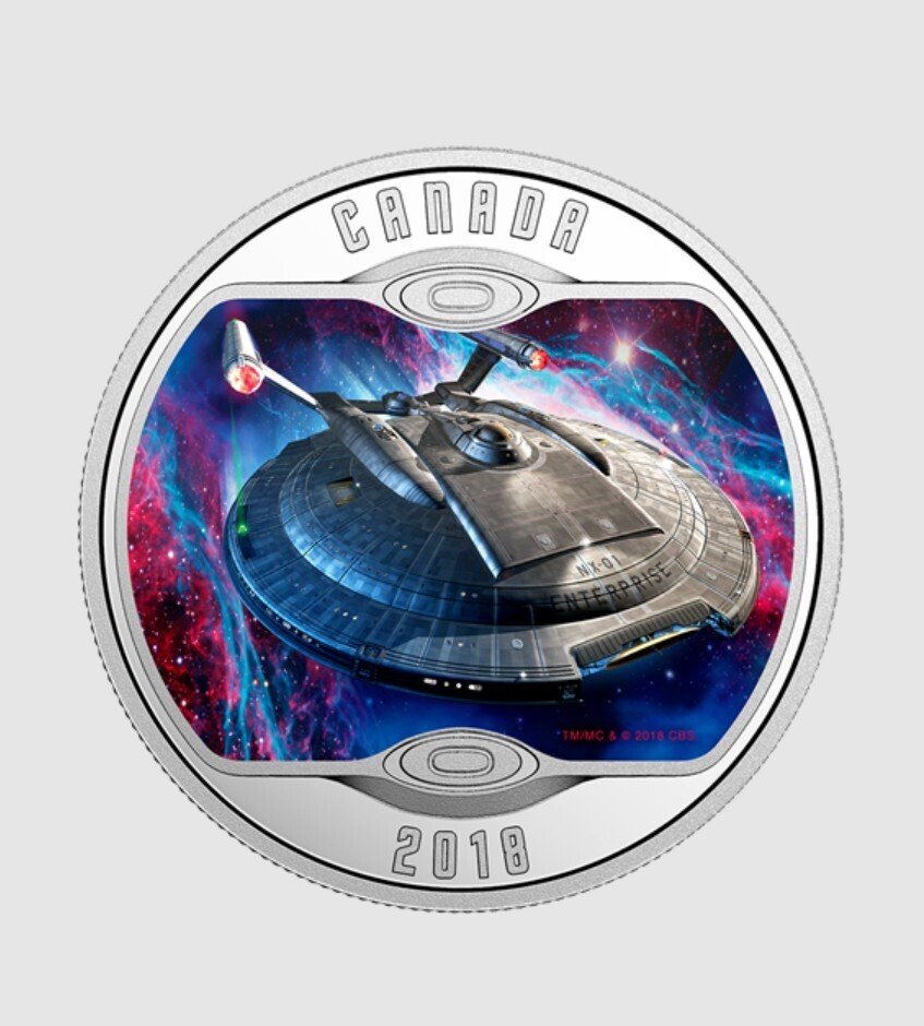 加拿大. 10 Dollars 2018 Star Trek U.S.S. Enterprise NX-01 1/2 Oz (没有保留价) #1.0