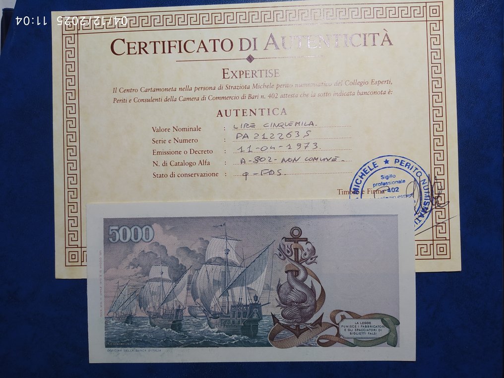 Italy. - 3 x 5.000 Lire 1971/1973/1977 - Gigante BI 67A, 67B, 67C; Pick 102a, 102b, 102c #2.1