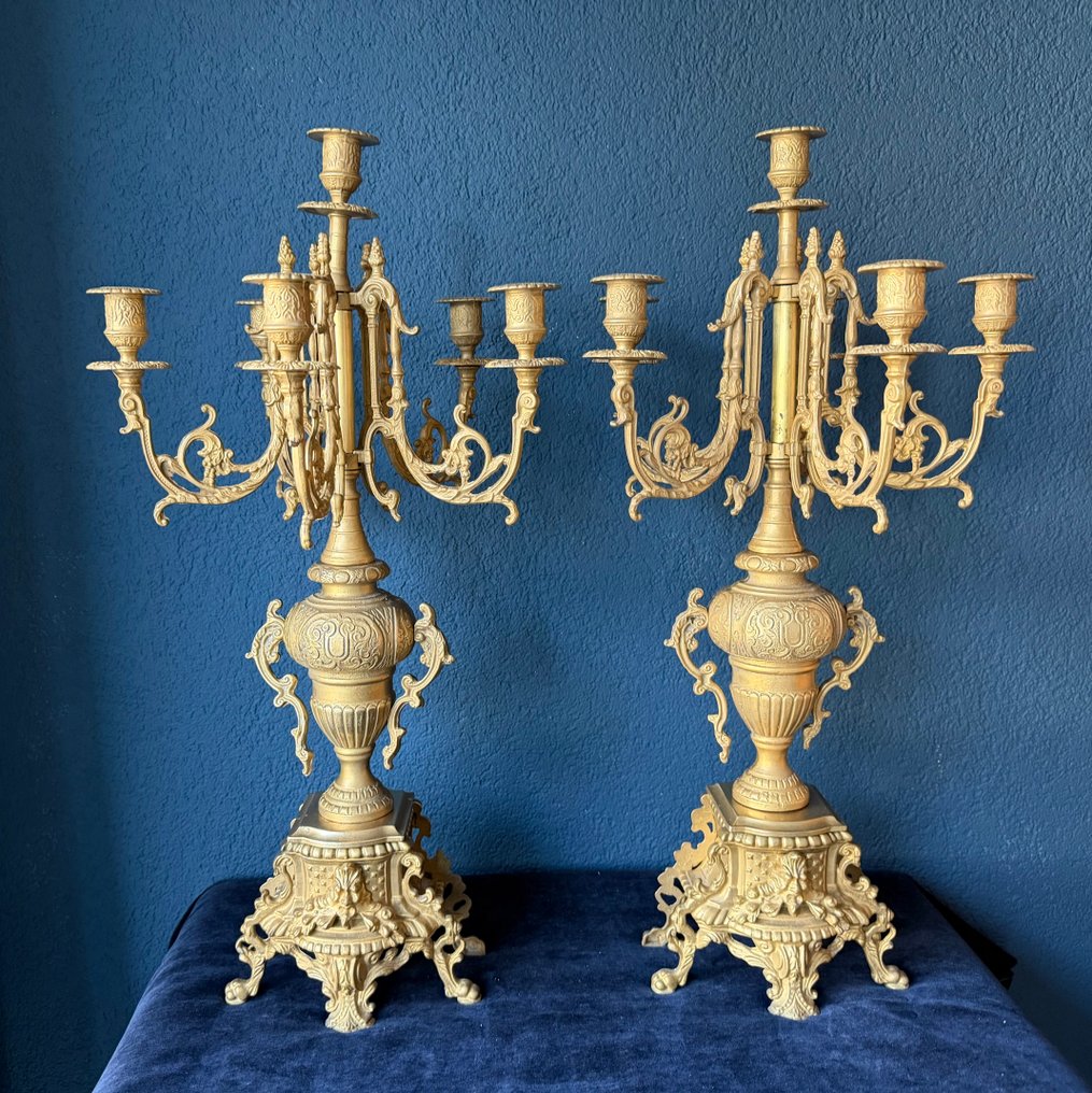 Suport de lumânări 6 bobeches (2) - Bronz - Candelabre H. 60 cm 12 lumini #2.1