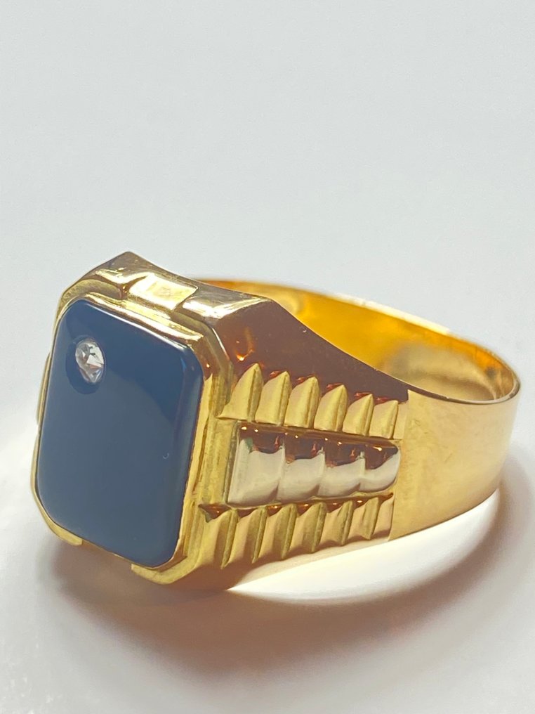 没有保留价 - 戒指 - 18K包金 黄金 缟玛瑙 #1.0