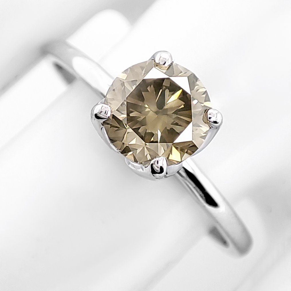 χωρίς τιμή ασφαλείας - Δαχτυλίδι - 14 καράτια Λευκός χρυσός - 1.02ct. tw. Διαμάντι (Φυσικού χρώματος) - Πιστοποιητικό IGI #1.0