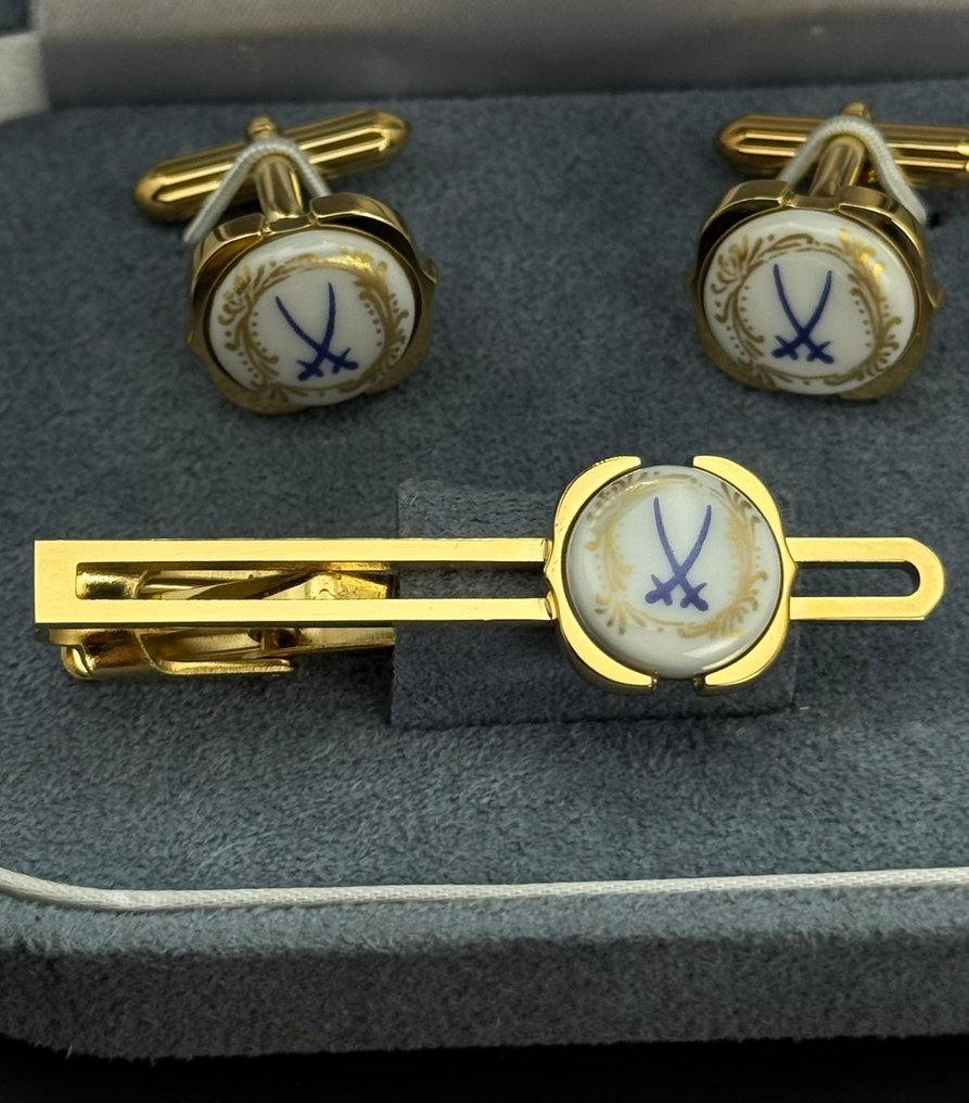 Metall, Porzellan - Manschettenknöpfe - Meissen-Set mit Box #2.1