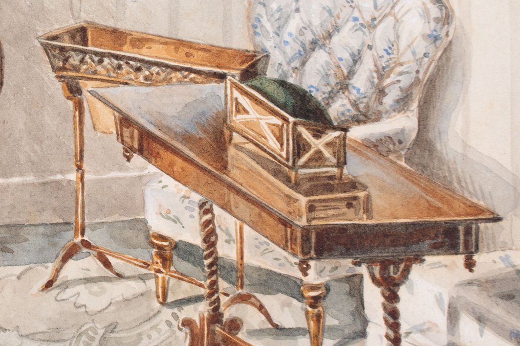 Itävaltalainen koulukunta (XIX) - Interior of an Elegant 19th-Century Salon, 1852 #4.3