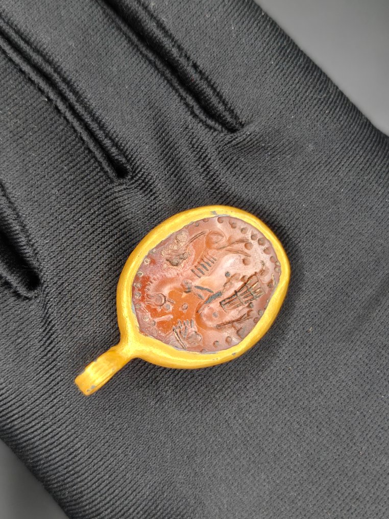 Παλαιά Σφραγίδα με εγχάραξη από αχάτη της Ανατολής - Ύψος: 35.15 mm - Πλάτος: 21.73 mm- 8 g #3.2