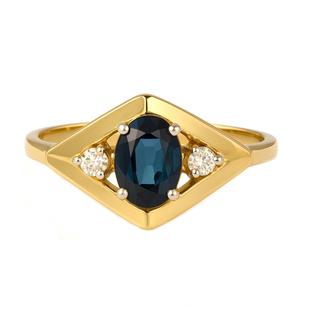 Δαχτυλίδι - 18 καράτια Κίτρινο χρυσό -  0.67ct. tw. Ζαφείρι - Διαμάντι #1.0