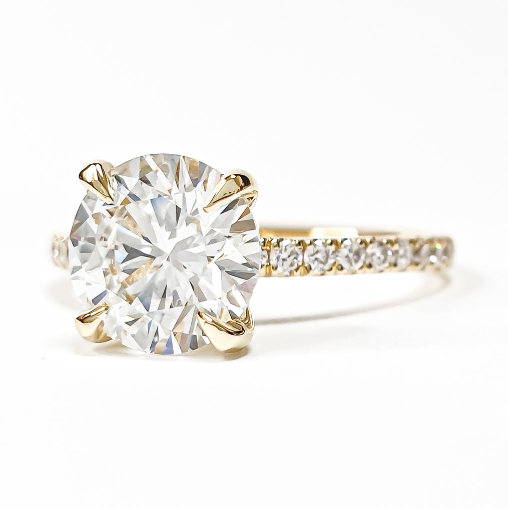 Sans prix de réserve - Bague - 14 carats Or jaune - 2.22ct. tw. Diamant (Cultivé en laboratoire) - Diamant - E VS1 IGI #1.0